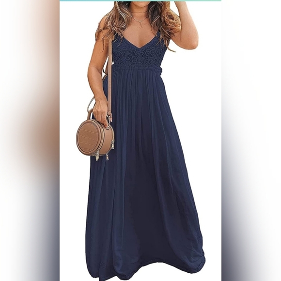 🌹Sleeveless Lace Fit & Flare Backless Maxi Dress - Picture 1 of 4